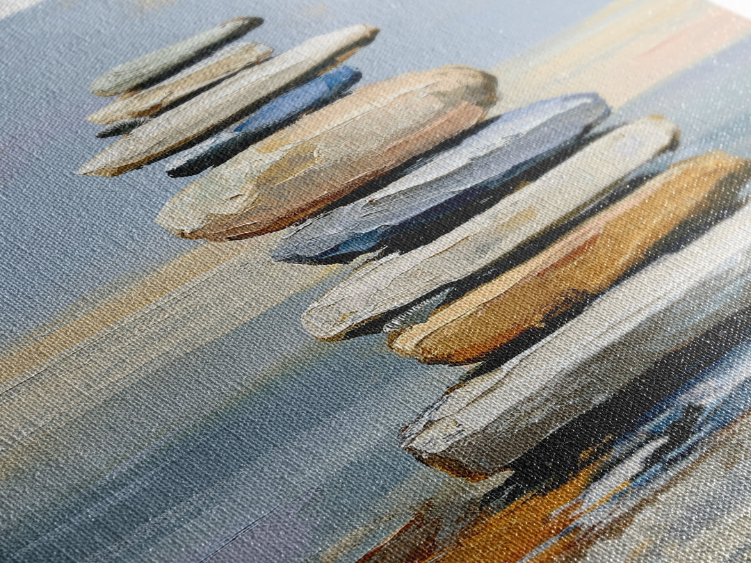 Stacked Stones Beside Calm Water Canvas Print, Spa Art, Dog Groomer Gifts, Spa Decor, Oil Painting, Serenity, Fine Art Print, SPA-2x3-57