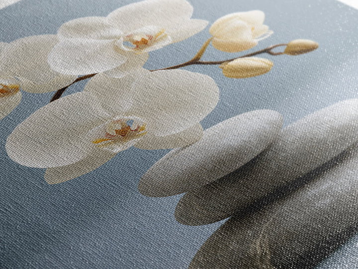 White Orchid on Smooth Gray Stone Canvas Print, Spa Art, Abstract, Spa Decor, Fine Art, Serenity, City Art, Spa Wall Art, SPA-2x3-82