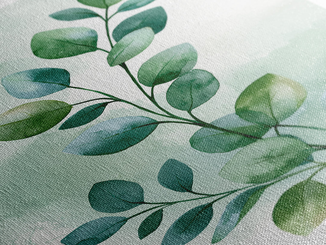 Eucalyptus Branch in Soft Green Watercolor Framed Canvas Print, Spa Art, Dog Canvas, Spa Decor, Fine Art, Serenity, Art Print, SPA-2x3-83