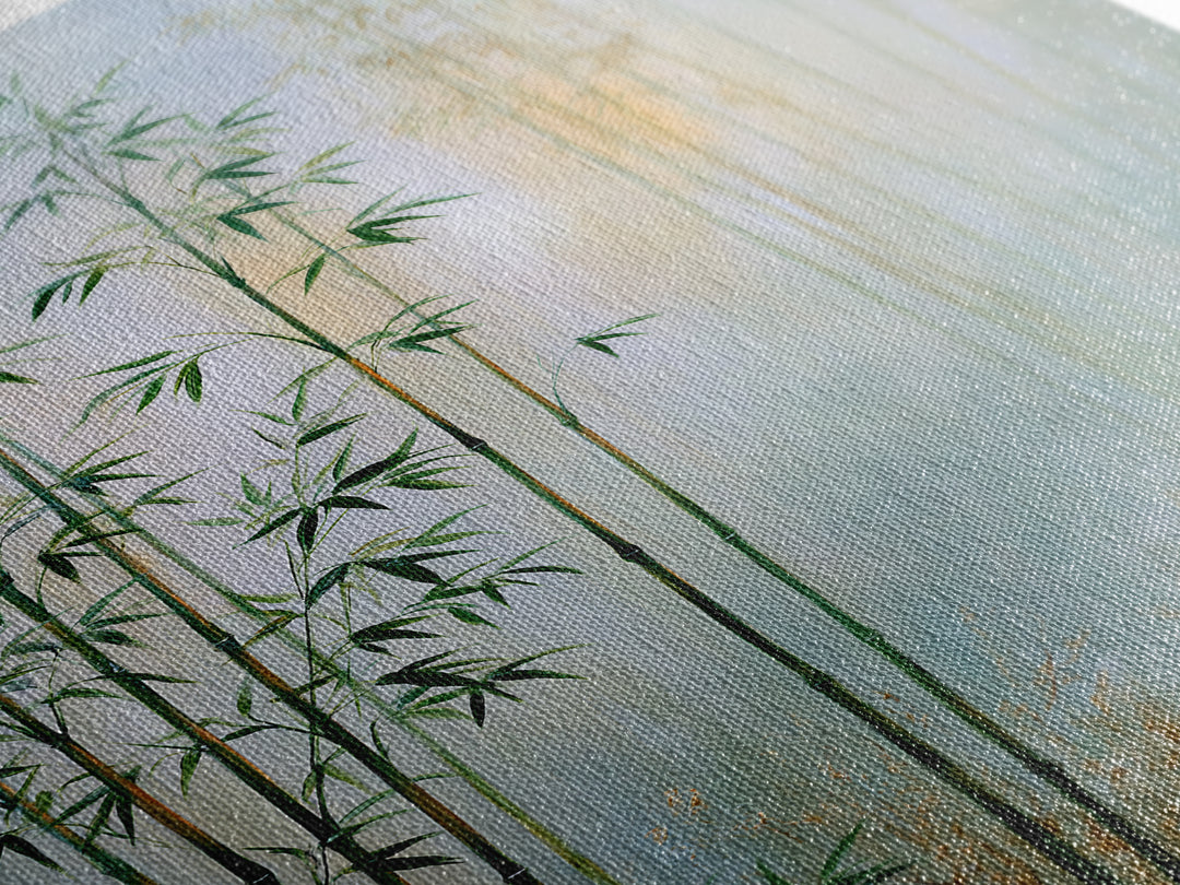 Misty Bamboo Forest Framed Canvas Print, Spa Art, Salon Decor, Spa Decor, Oil Painting, Serenity, Statement Artwork, Boho Decor, SPA-2x3-85