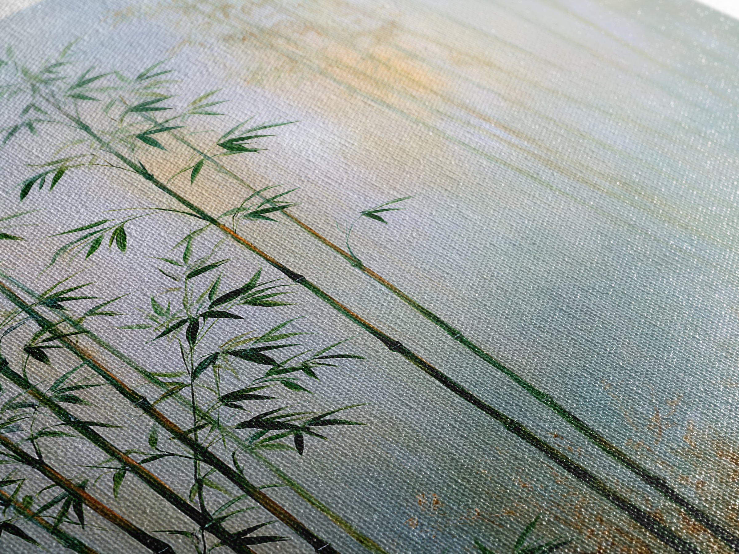 Misty Bamboo Forest Framed Canvas Print, Spa Art, Salon Decor, Spa Decor, Oil Painting, Serenity, Statement Artwork, Boho Decor, SPA-2x3-85