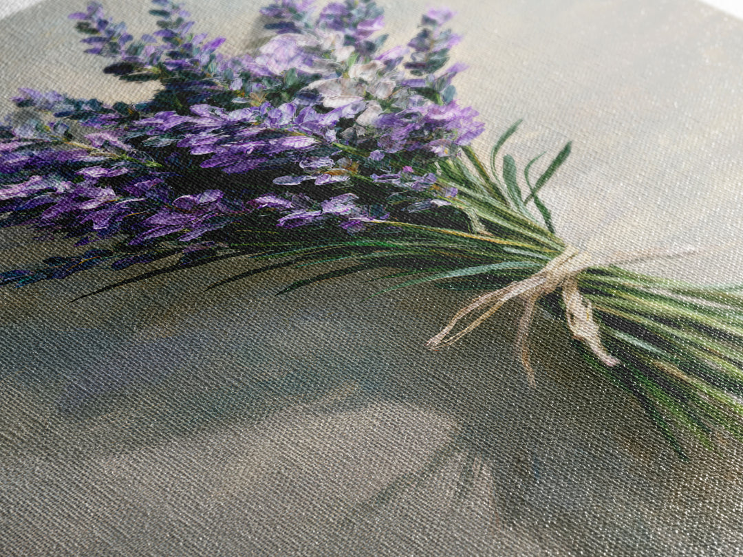 Lavender Bundle with Soft Shadow Framed Canvas Print, Spa Art, Esthetician Decor, Spa Decor, Fine Art, Serenity, Room Decor, SPA-2x3-87