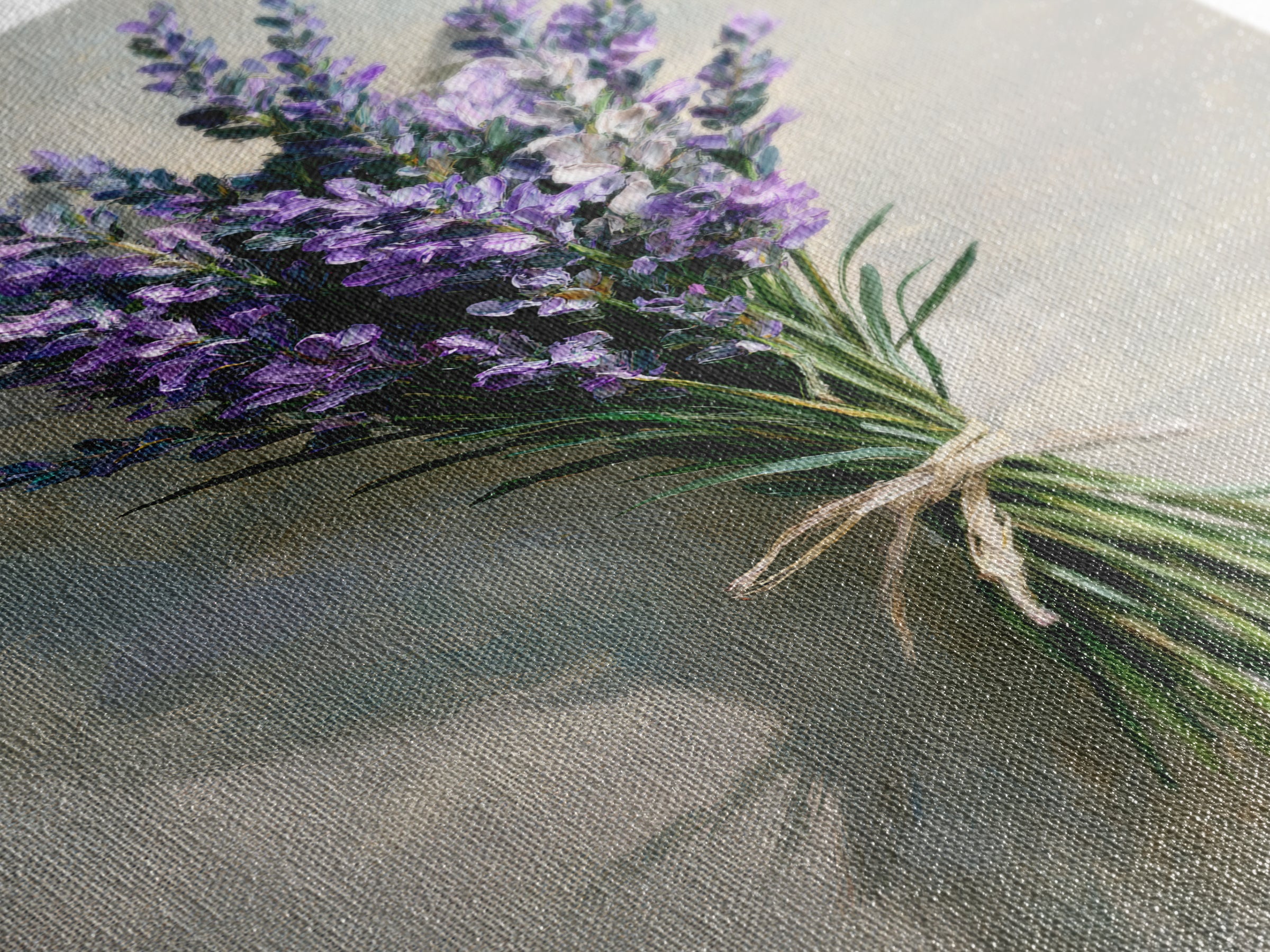 Lavender Bundle with Soft Shadow Framed Canvas Print, Spa Art, Esthetician Decor, Spa Decor, Fine Art, Serenity, Room Decor, SPA-2x3-87