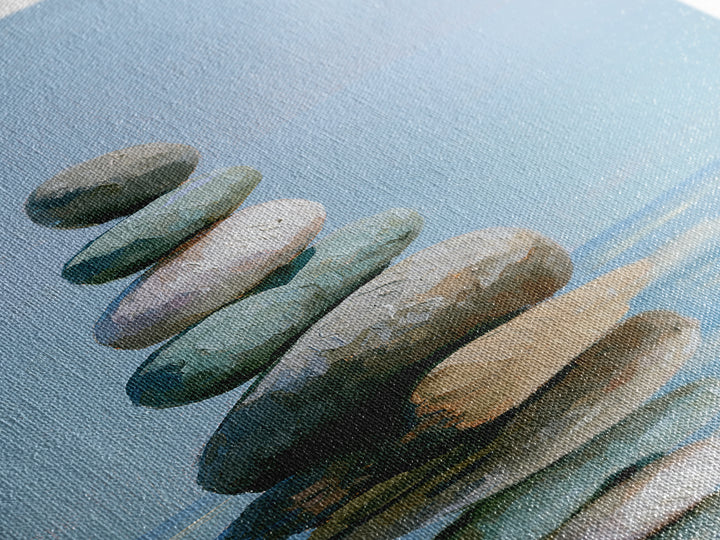 Stacked Stones Beside Calm Water Canvas Print, Spa Art, Travel Poster, Spa Decor, Fine Art, Serenity, Salon Decor, City Art, SPA-2x3-9