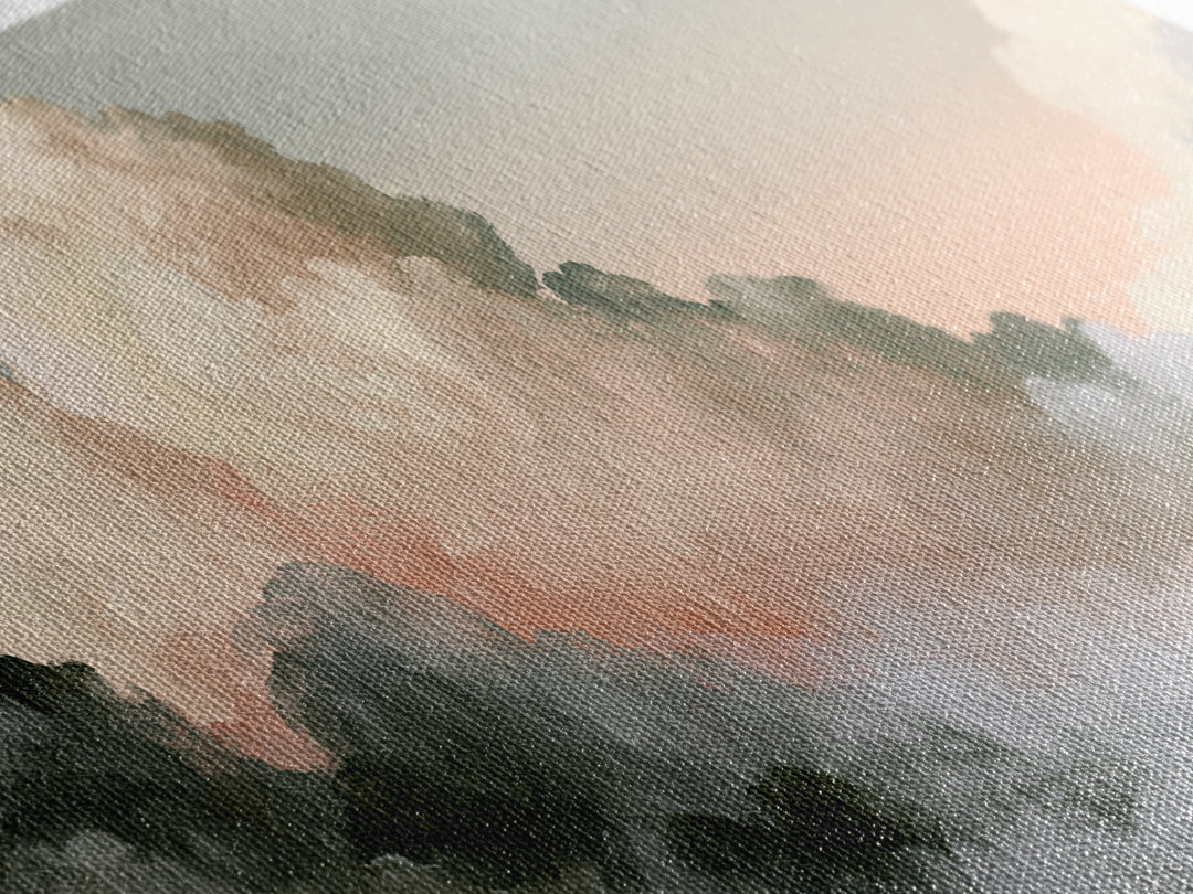 Soft Cloudscape in Cream and Sage Canvas Print, Spa Art, Dog Groomer Gifts, Spa Decor, Oil Painting, Serenity, Fine Art Print, SPA-3x1-29