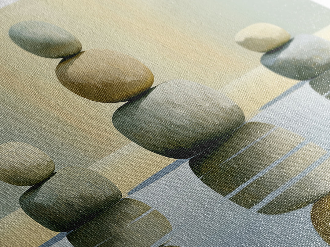 Stacked Stones Beside Calm Water Canvas Print, Spa Art, Wildlife Wall Art, Spa Decor, Watercolor Art, Serenity, SPA-3x1-41
