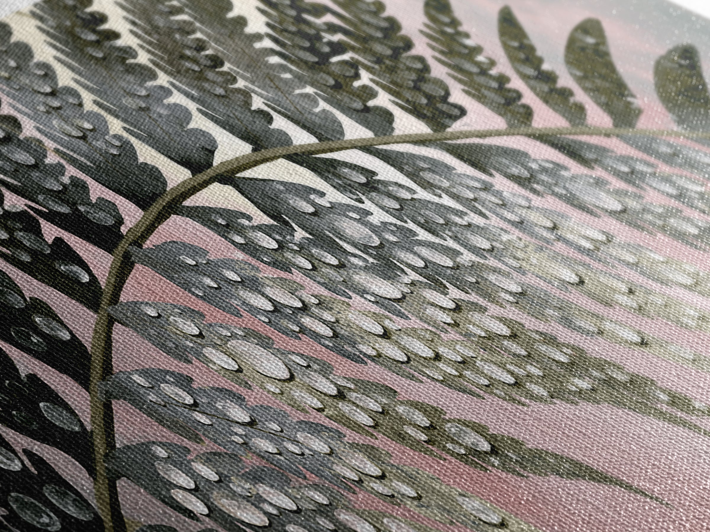 Fern Leaf Closeup Framed Canvas Print, Spa Art, Botanical Art, Spa Decor, Oil Painting, Serenity, Fashion Wall Art, SPA-3x1-51