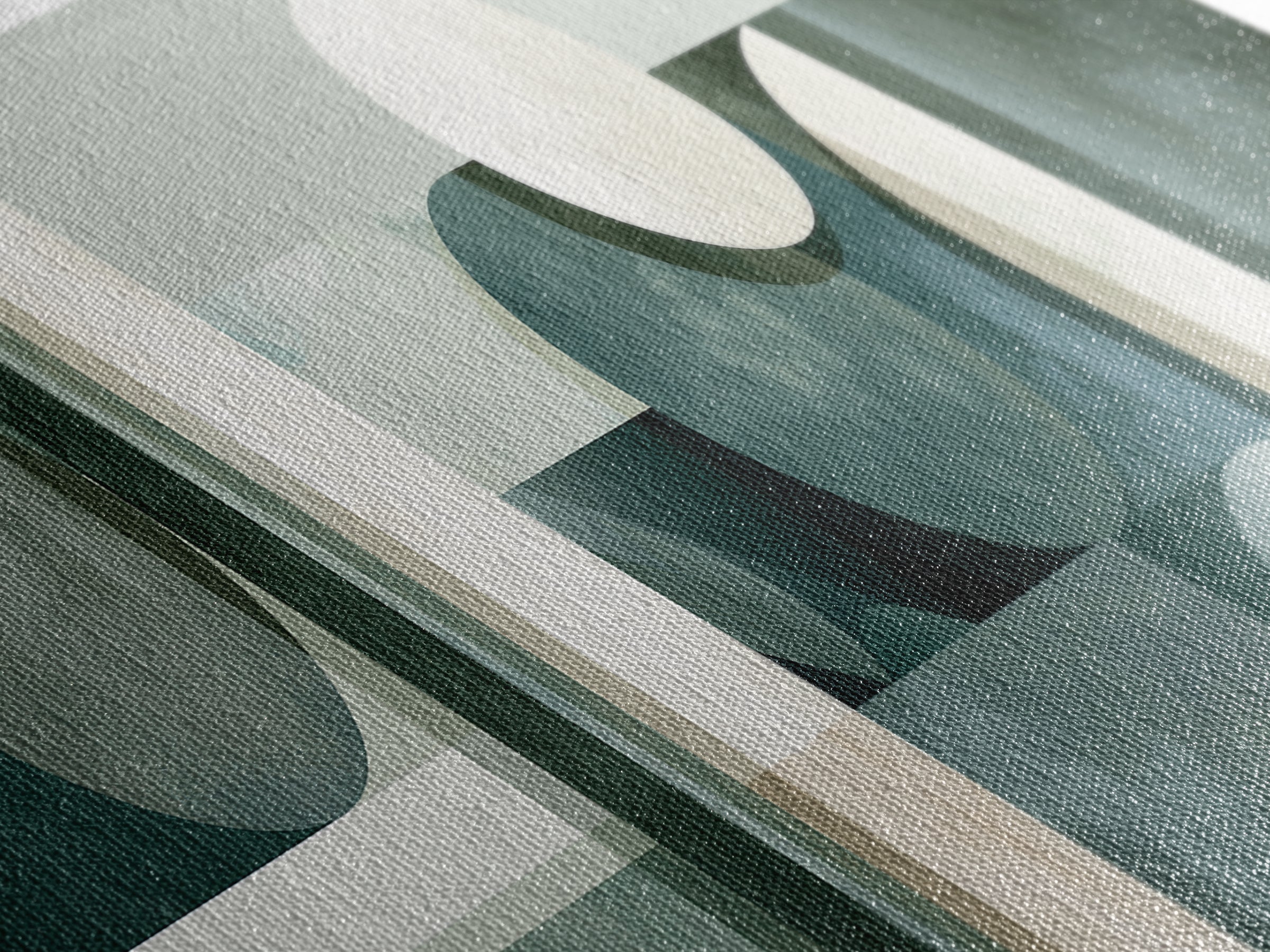 Sage and Ivory Geometric Calm Composition Canvas Print, Spa Art, Hair Salon Wall Art, Spa Decor, Abstract Art, Serenity, SPA-3x1-61