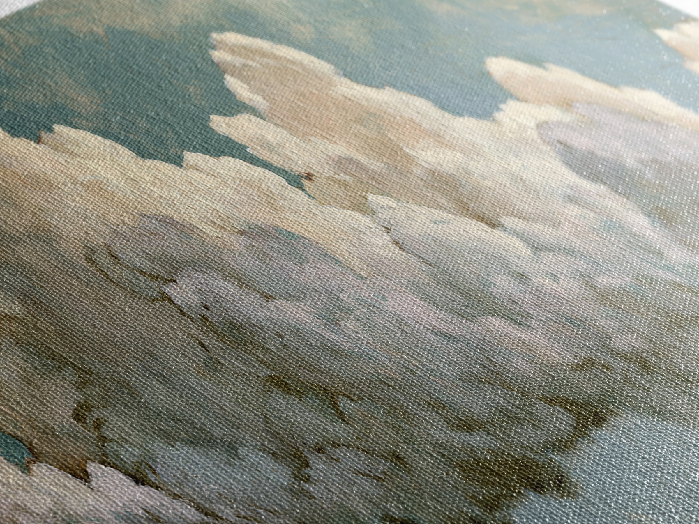 Soft Cloudscape in Cream and Sage Framed Canvas Print, Spa Art, Esthetician Decor, Spa Decor, Fine Art, Serenity, Room Decor, SPA-3x1-77