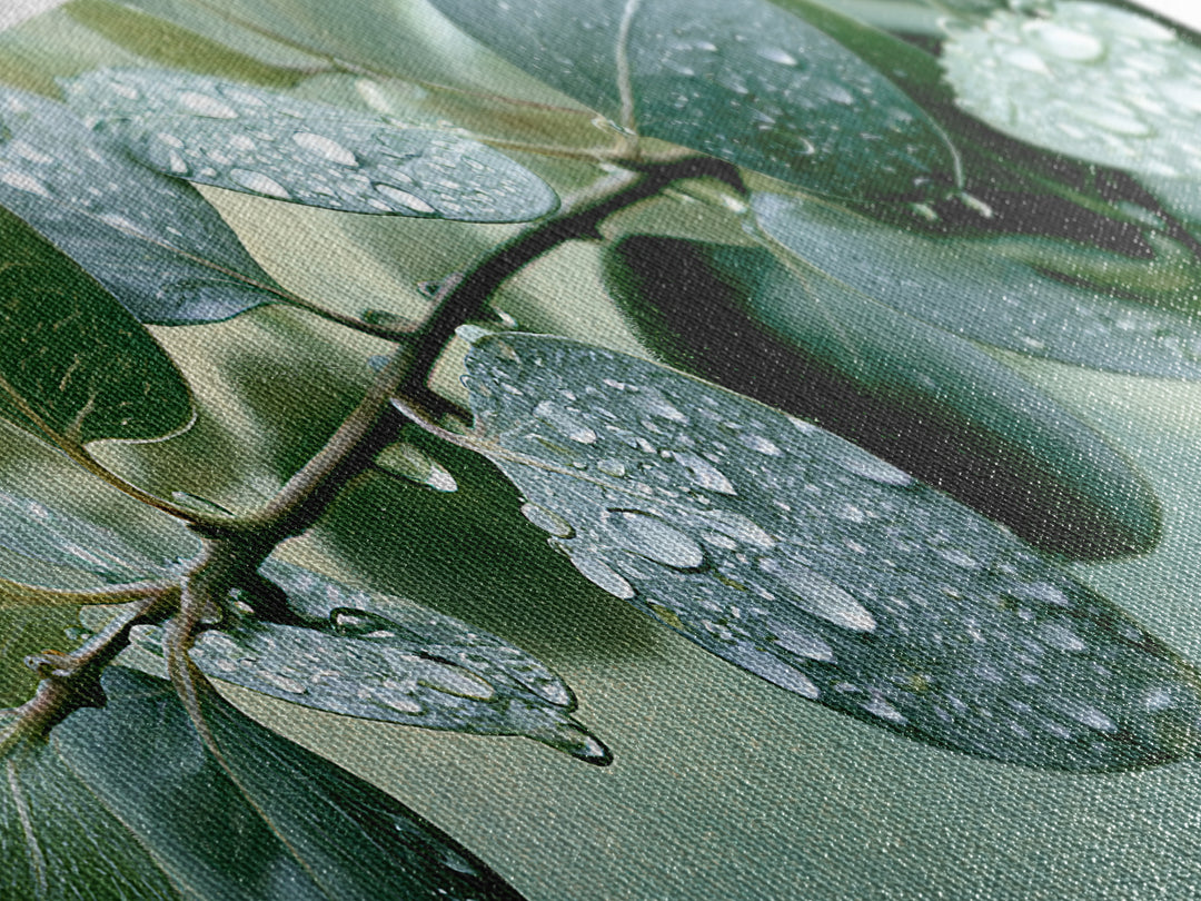 Rain on Leaves Canvas Print, Spa Art, Printable Wall Art, Spa Decor, Serenity, Feminine Wall Art, Fine Art Photography, SPA-3x1-80