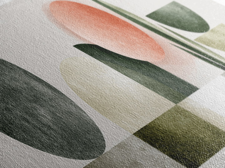 Sage and Ivory Geometric Calm Composition Canvas Print, Spa Art, Hair Salon Wall Art, Spa Decor, Abstract Art, Serenity, SPA-3x1-85