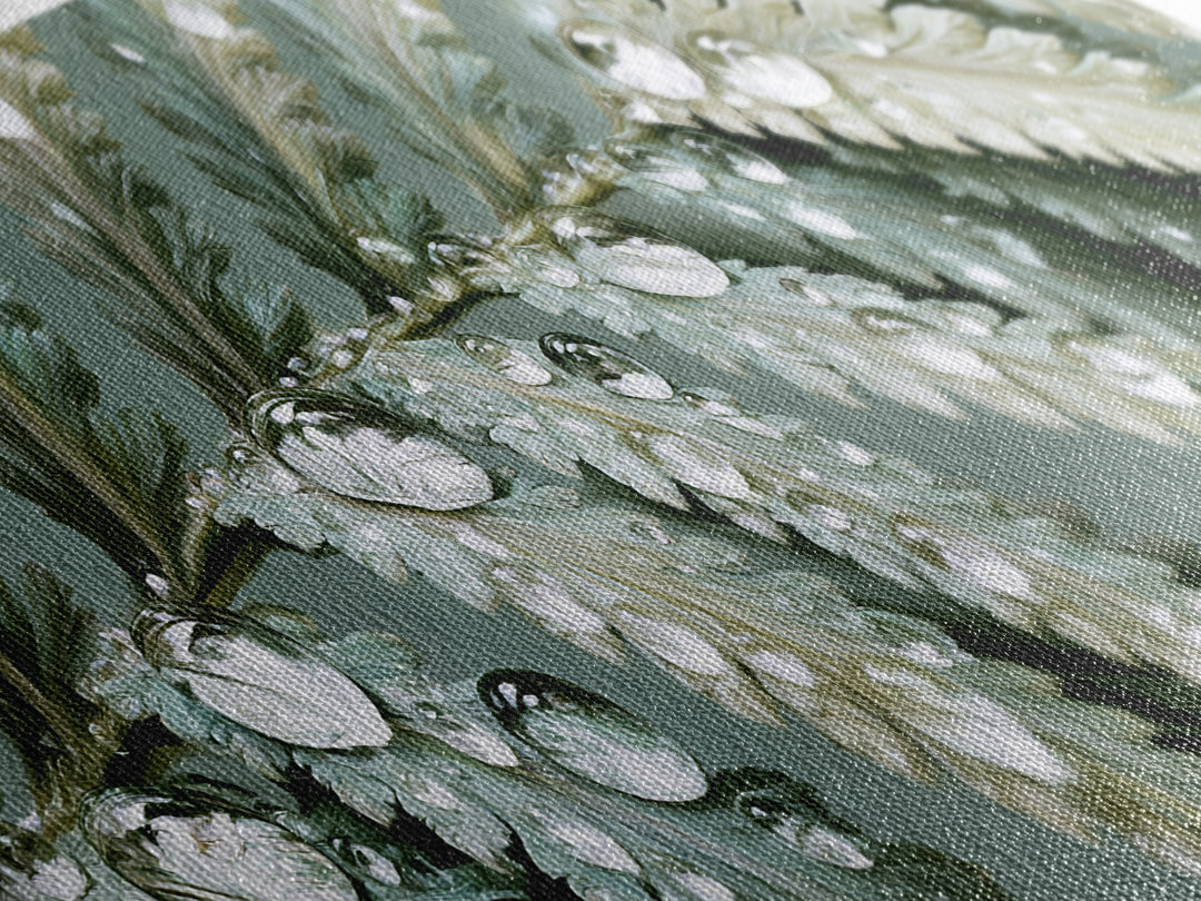 Fern Leaf Closeup Framed Canvas Print, Spa Art, Botanical Art, Spa Decor, Oil Painting, Serenity, Fashion Wall Art, SPA-3x1-99