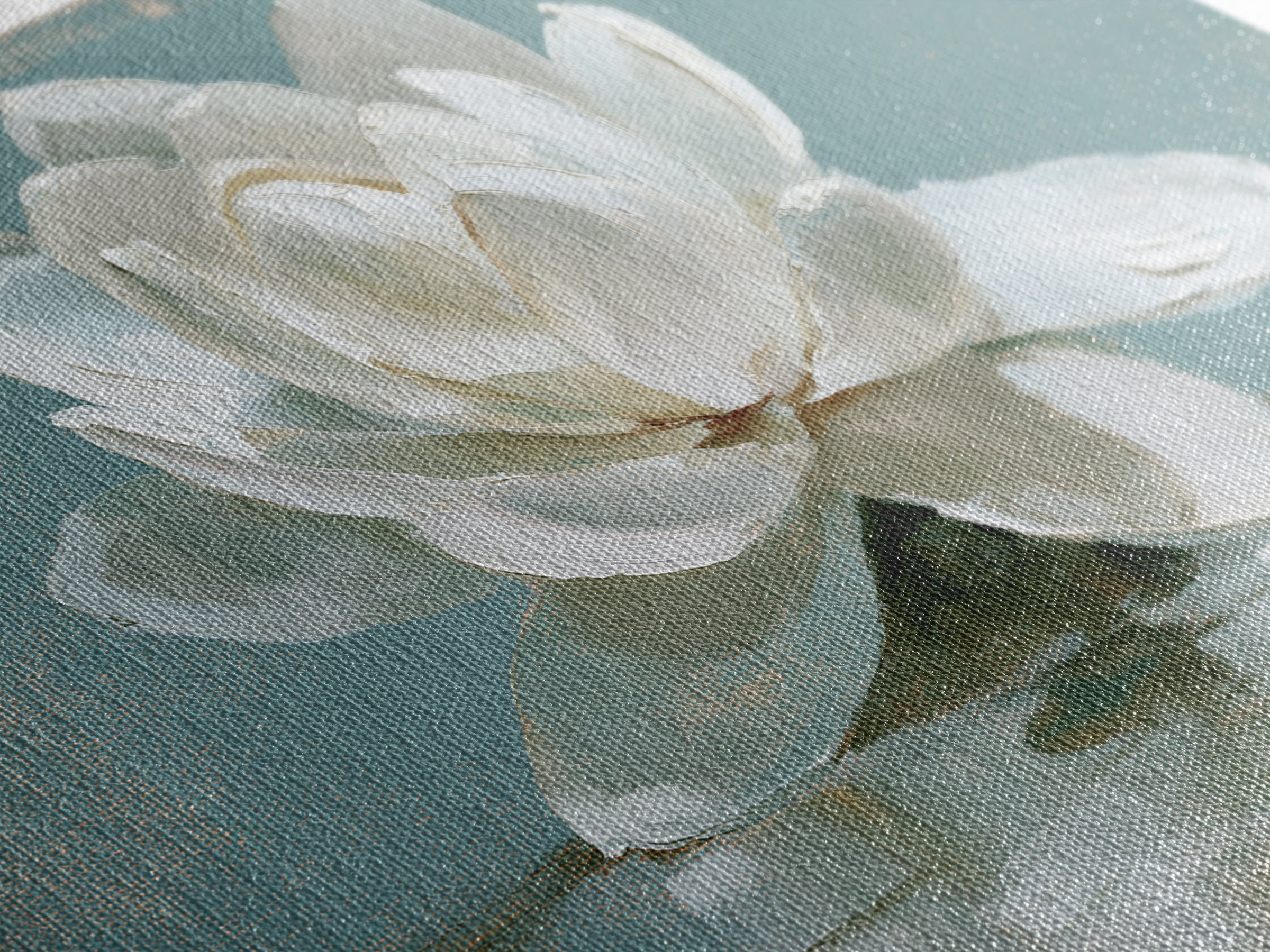 Single White Flower on Linen Ground Canvas Print, Spa Art, Teen Girl Room Decor, Spa Decor, Fine Art, Serenity, Luxury Decor, SPA-3x2-21