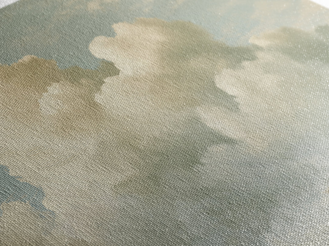 Soft Cloudscape in Cream and Sage Framed Canvas Print, Spa Art, Wildlife Wall Art, Spa Decor, Watercolor Art, Serenity, SPA-3x2-41