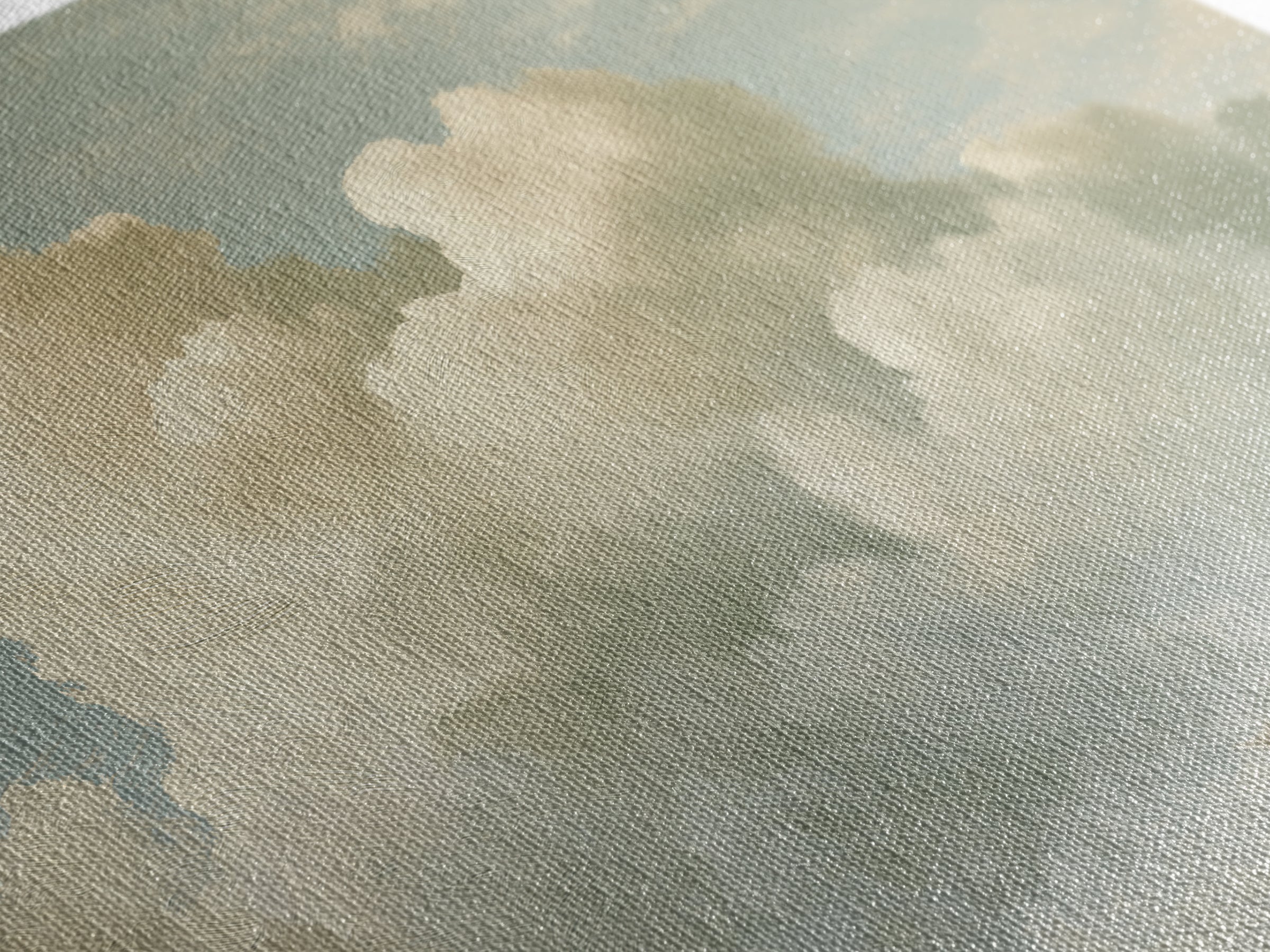 Soft Cloudscape in Cream and Sage Framed Canvas Print, Spa Art, Wildlife Wall Art, Spa Decor, Watercolor Art, Serenity, SPA-3x2-41