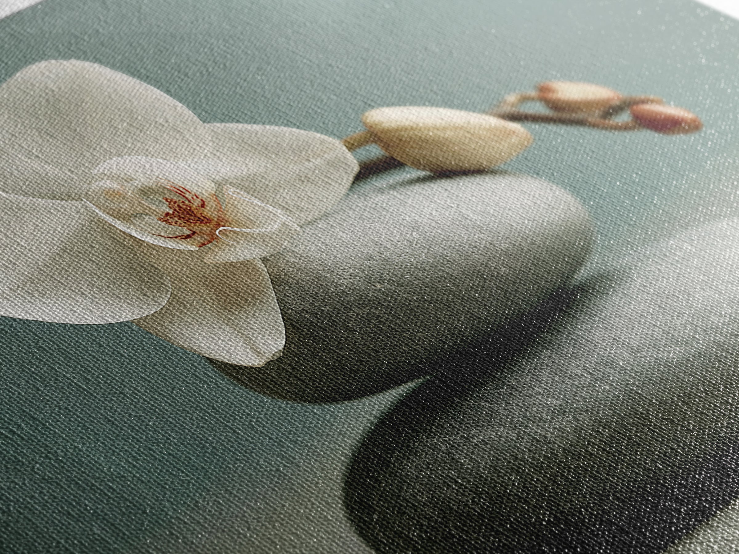 White Orchid on Smooth Gray Stone Framed Canvas Print, Spa Art, Feminine Wall Art, Spa Decor, Serenity, Hair Salon Wall Art, SPA-3x2-6