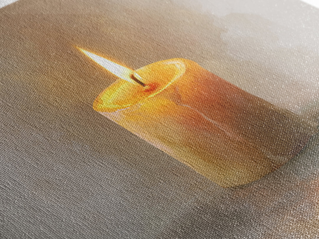 Warm Candle Flame Canvas Print, Spa Art, Hair Salon Wall Art, Spa Decor, Oil Painting, Serenity, Minimalist Decor, SPA-3x2-61
