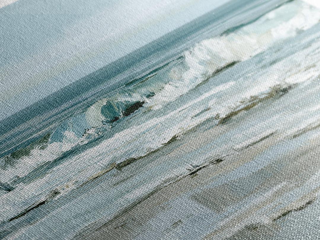 Coastal Horizon in Muted Spa Blues Canvas Print, Spa Art, Animal Art, Spa Decor, Serenity, Gallery Decor, Neutral Decor, SPA-3x2-62