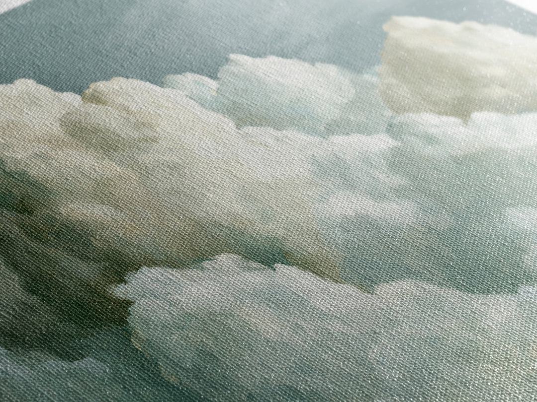 Soft Cloudscape in Cream and Sage Framed Canvas Print, Spa Art, Wildlife Wall Art, Spa Decor, Watercolor Art, Serenity, SPA-3x2-65