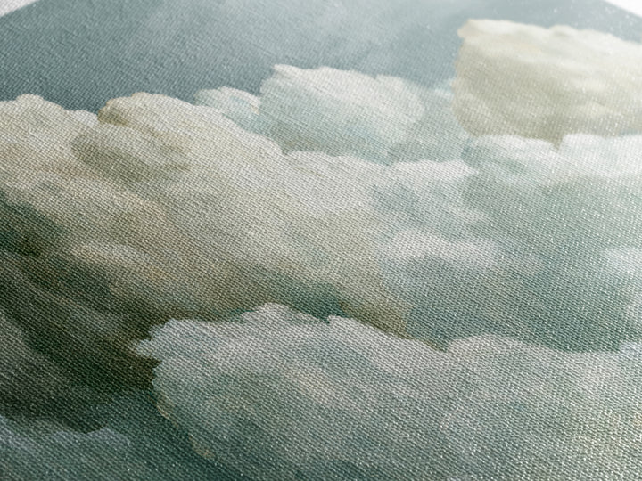 Soft Cloudscape in Cream and Sage Framed Canvas Print, Spa Art, Wildlife Wall Art, Spa Decor, Watercolor Art, Serenity, SPA-3x2-65