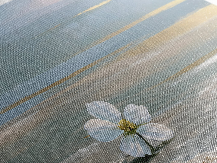 Single White Flower on Linen Ground Framed Canvas Print, Spa Art, Gallery Decor, Spa Decor, Fine Art, Serenity, Wall Art, SPA-3x2-69