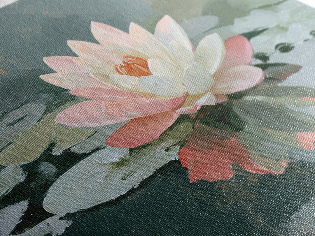 Lotus Flower Floating on Still Pond Framed Canvas Print, Spa Art, Home Decor, Spa Decor, Fine Art, Serenity, Dog Wall Art, SPA-3x2-80