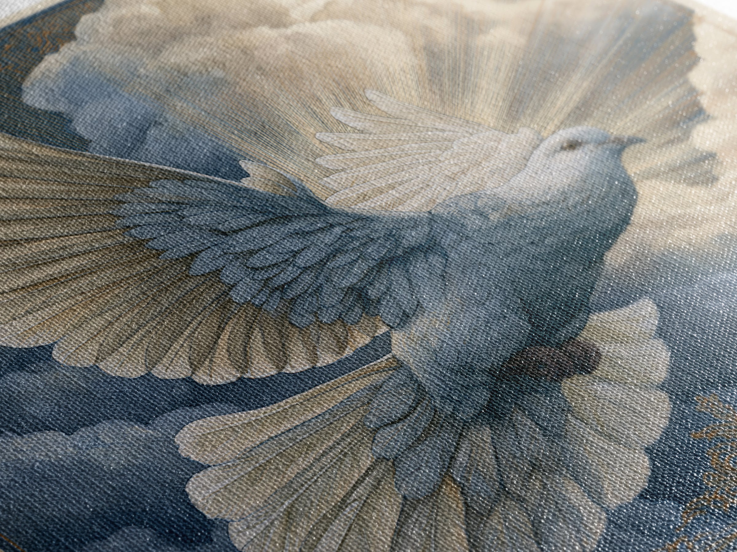Dove Flying Through Radiant Clouds Canvas Print, Spiritual Art, Canvas Wall Art, Living Room Decor, Fine Art, Spirit, SPI-1x1-77