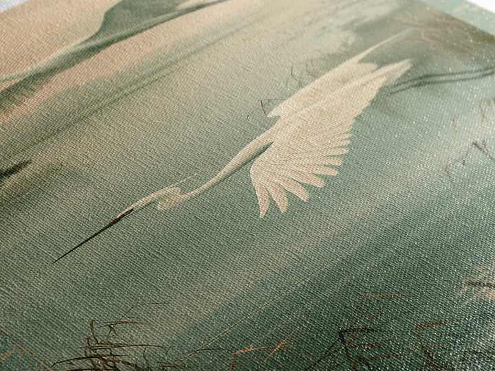 White Crane Flying Framed Canvas Print, Spiritual Art, African American Art, Living Room Decor, Watercolor Art, Spirit, SPI-1x3-36