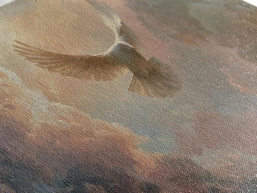 Dove Flying Through Radiant Clouds Framed Canvas Print, Spiritual Art, Funky Wall Art, Living Room Decor, Fine Art, Spirit, SPI-2x1-1
