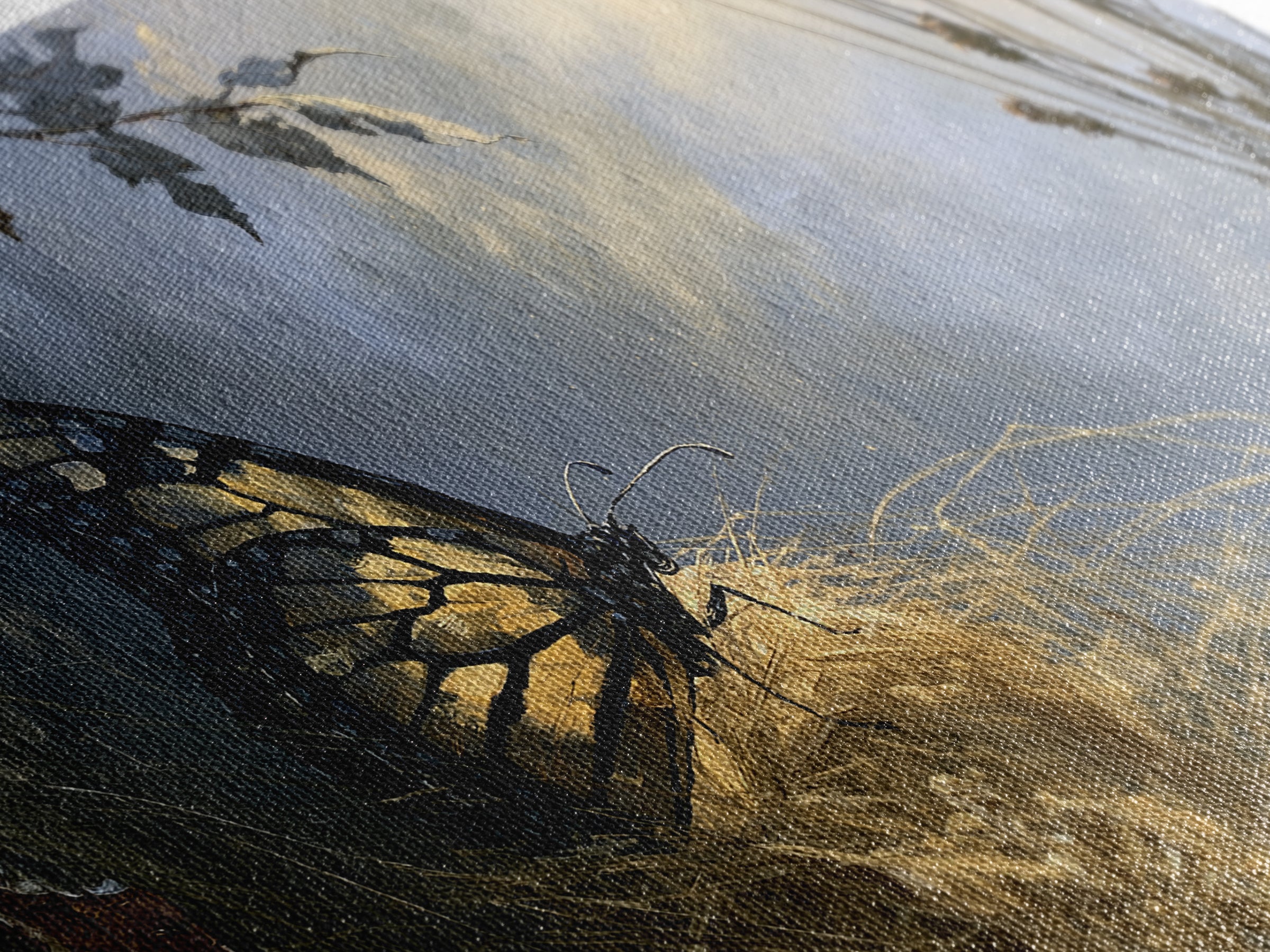 Butterfly Transformation Scene Framed Canvas Print, Spiritual Art, Trendy Wall Art, Living Room Decor, Fine Art, Spirit, SPI-2x1-11