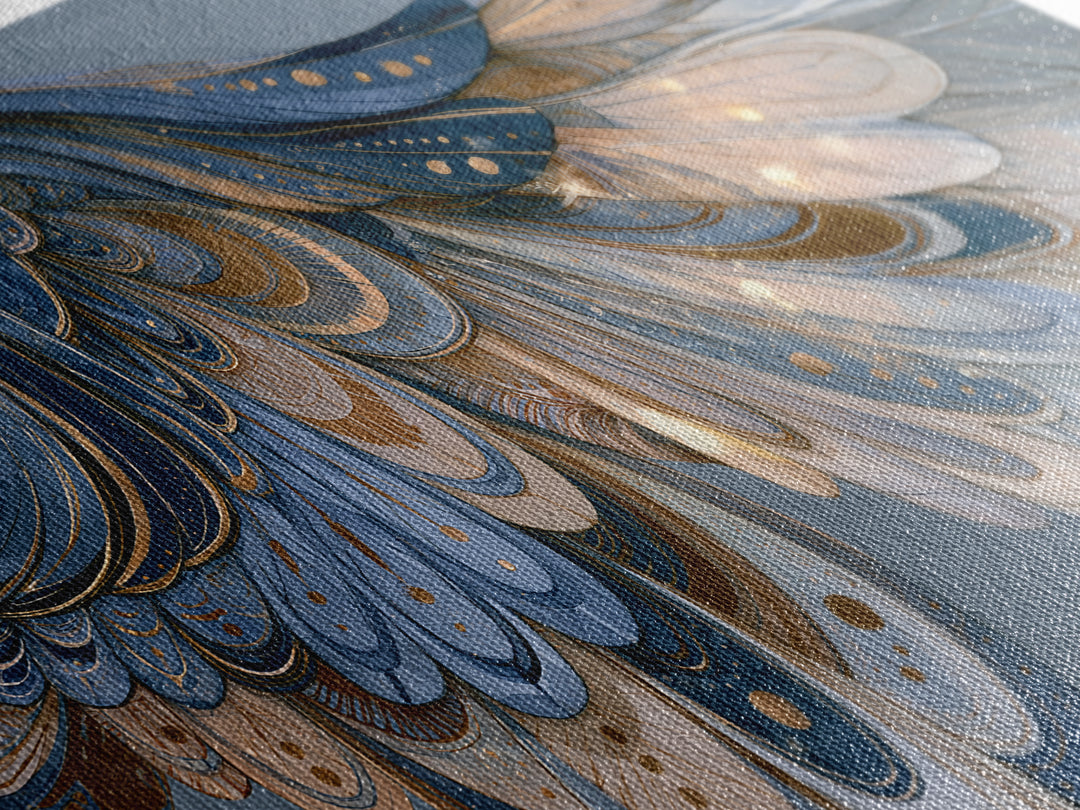 Angel Wings Emerging from Warm Light Canvas Print, Spiritual Art, Boho Wall Art, Living Room Decor, Oil Painting, Spirit, SPI-2x1-21