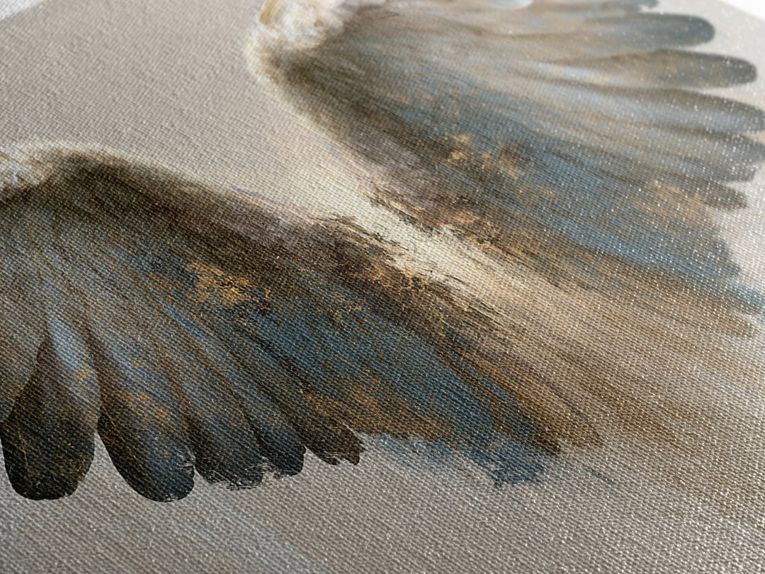 Angel Wings Emerging from Warm Light Canvas Print, Spiritual Art, Neutral Decor, Living Room Decor, Fine Art, Spirit, SPI-2x1-69