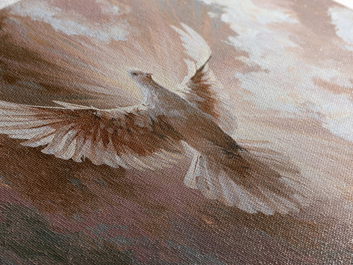 Dove Flying Through Radiant Clouds Canvas Print, Spiritual Art, Digital Poster, Living Room Decor, Fine Art, Spirit, SPI-2x1-73
