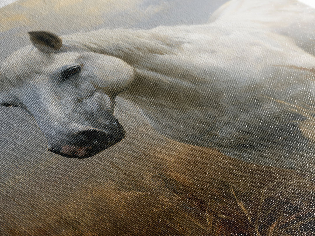White Horse in Misty Sacred Landscape Canvas Print, Spiritual Art, Printable Art, Living Room Decor, Fine Art, Spirit, SPI-2x3-66