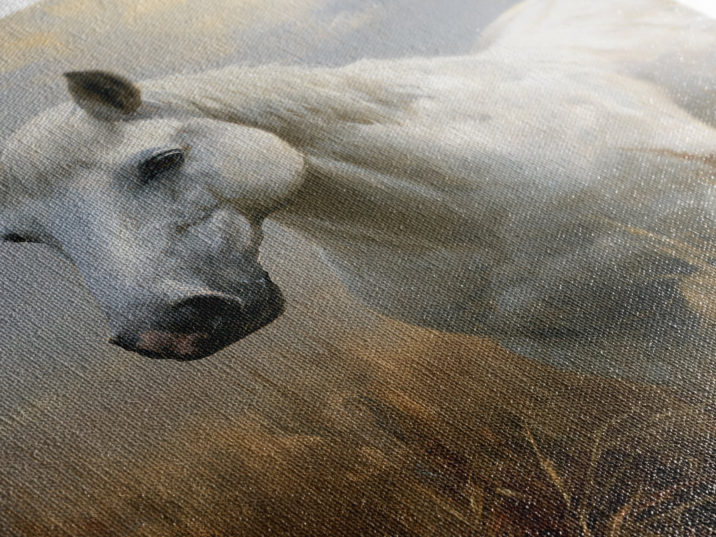 White Horse in Misty Sacred Landscape Canvas Print, Spiritual Art, Printable Art, Living Room Decor, Fine Art, Spirit, SPI-2x3-66