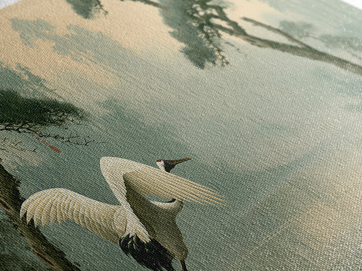 White Crane Flying Canvas Print, Spiritual Art, Fine Art Print, Living Room Decor, Oil Painting, Spirit, Digital Prints, SPI-3x1-40