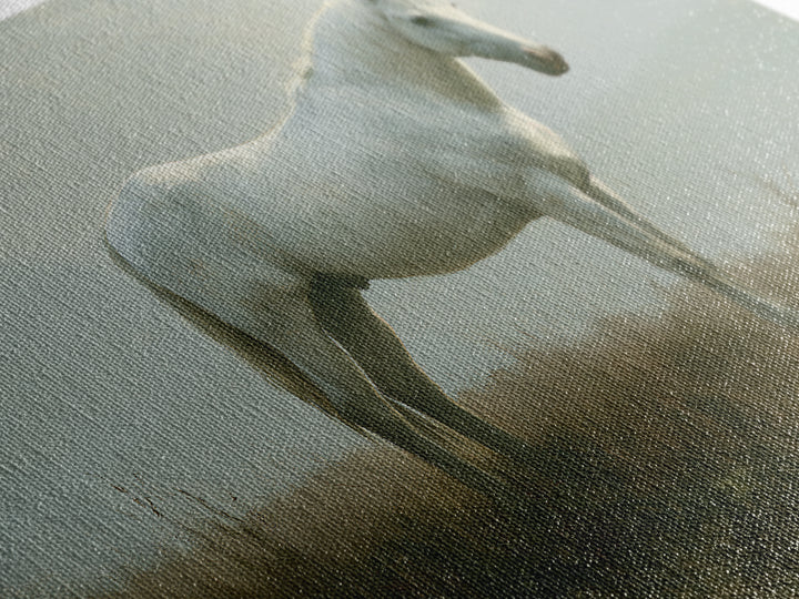White Horse in Misty Sacred Landscape Canvas Print, Spiritual Art, Kids Room Art, Living Room Decor, Fine Art, Spirit, SPI-3x2-38