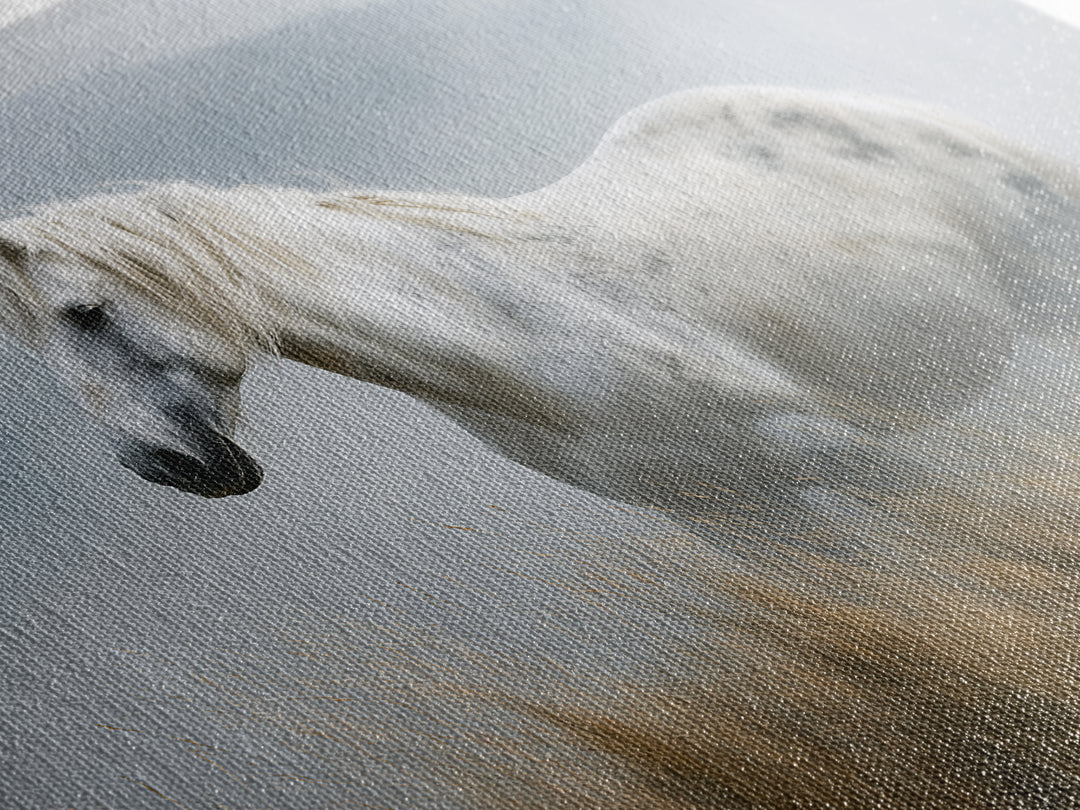 White Horse in Misty Sacred Landscape Canvas Print, Spiritual Art, Kids Room Art, Living Room Decor, Fine Art, Spirit, SPI-3x2-62