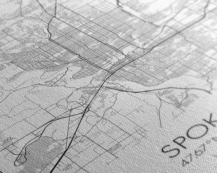 Spokane Street Map, Washington Map, City Map Print, Minimalist Art, Wall Art, Canvas Print, Living Room Wall Art, Pilot Gifts, Travel Décor