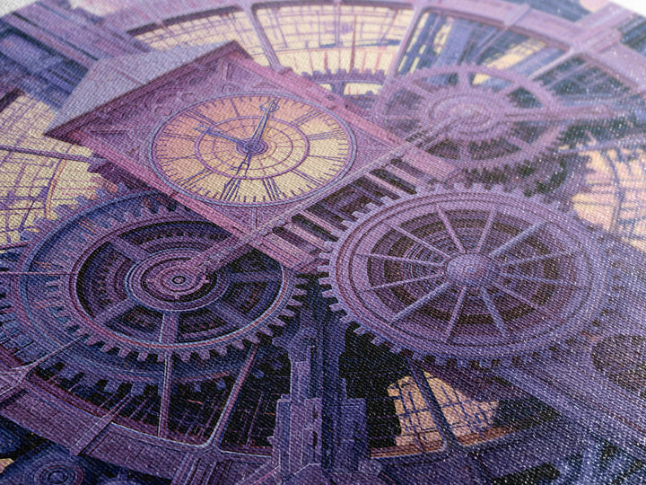Clock Tower Gears Framed Canvas Print, Steampunk Art, Boho Decor, Living Room Decor, Oil Painting, Mechanic, Art Print, STE-1x1-61