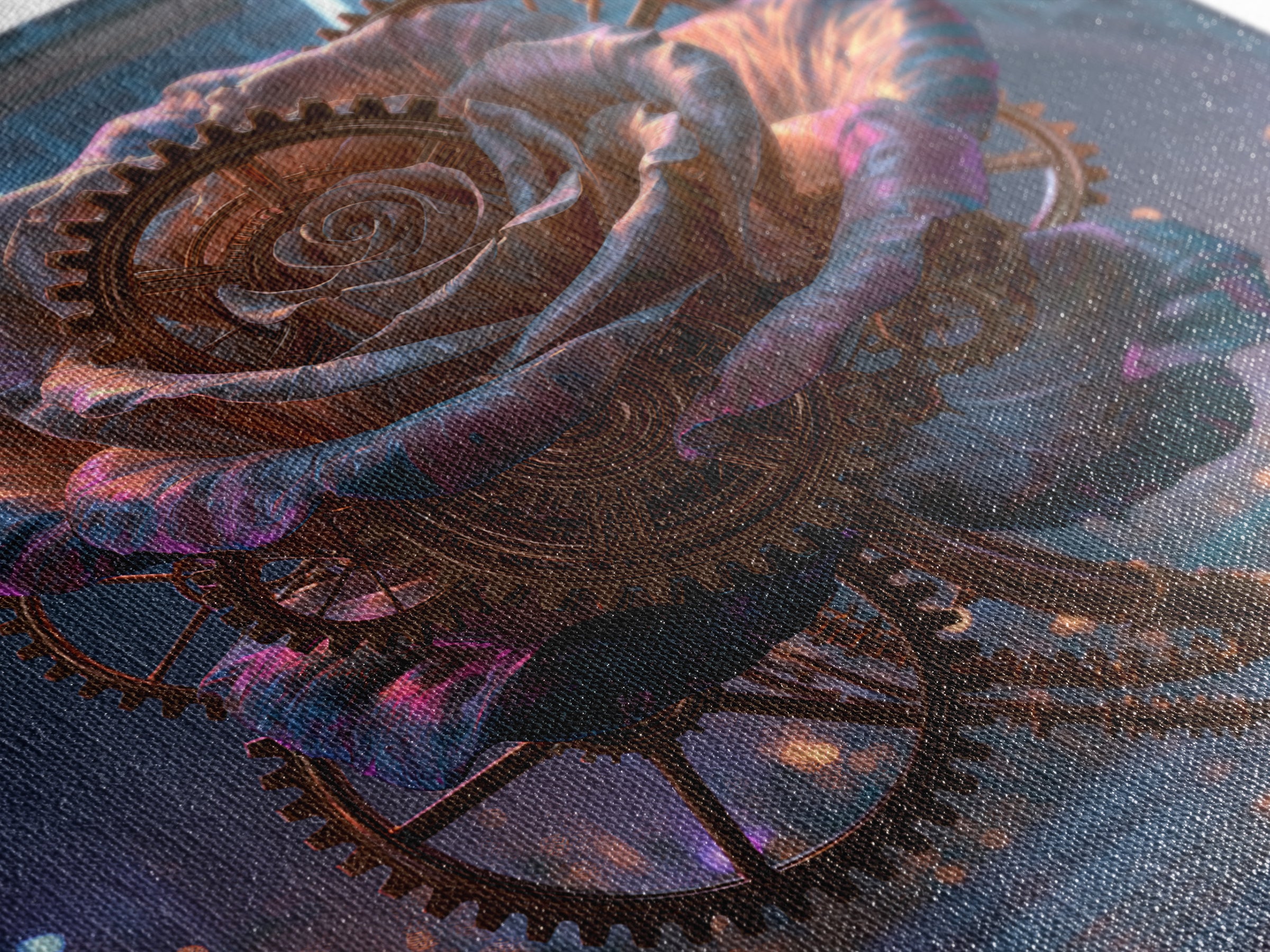 Mechanical Rose Made of Copper Gears Canvas Print, Steampunk Art, Wall Decor, Living Room Decor, Mechanic, Whimsical Decor, STE-1x1-99