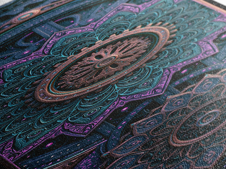 Cogwheel Mandala in Bronze and Teal Canvas Print, Steampunk Art, Halloween Decor, Living Room Decor, Fine Art, Mechanic, STE-1x3-28