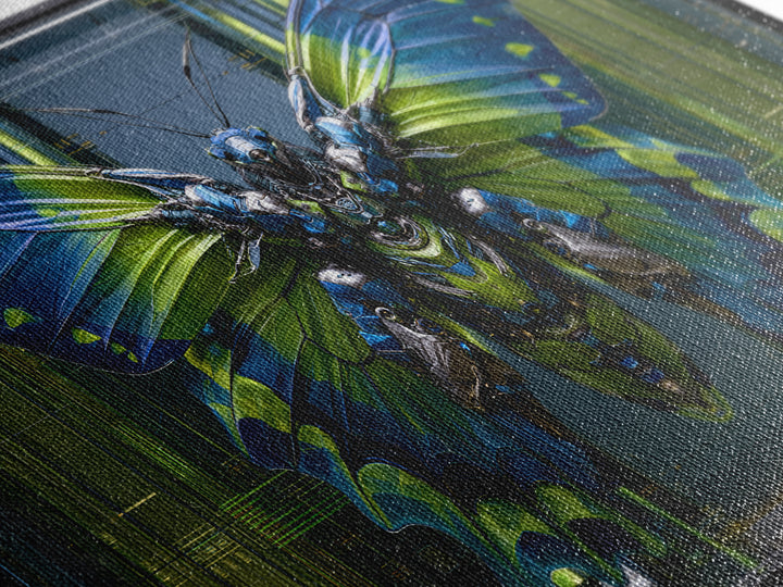 Mechanical Butterfly Specimen Framed Canvas Print, Steampunk Art, Contemporary Art, Living Room Decor, Fine Art, Mechanic, STE-2x1-10