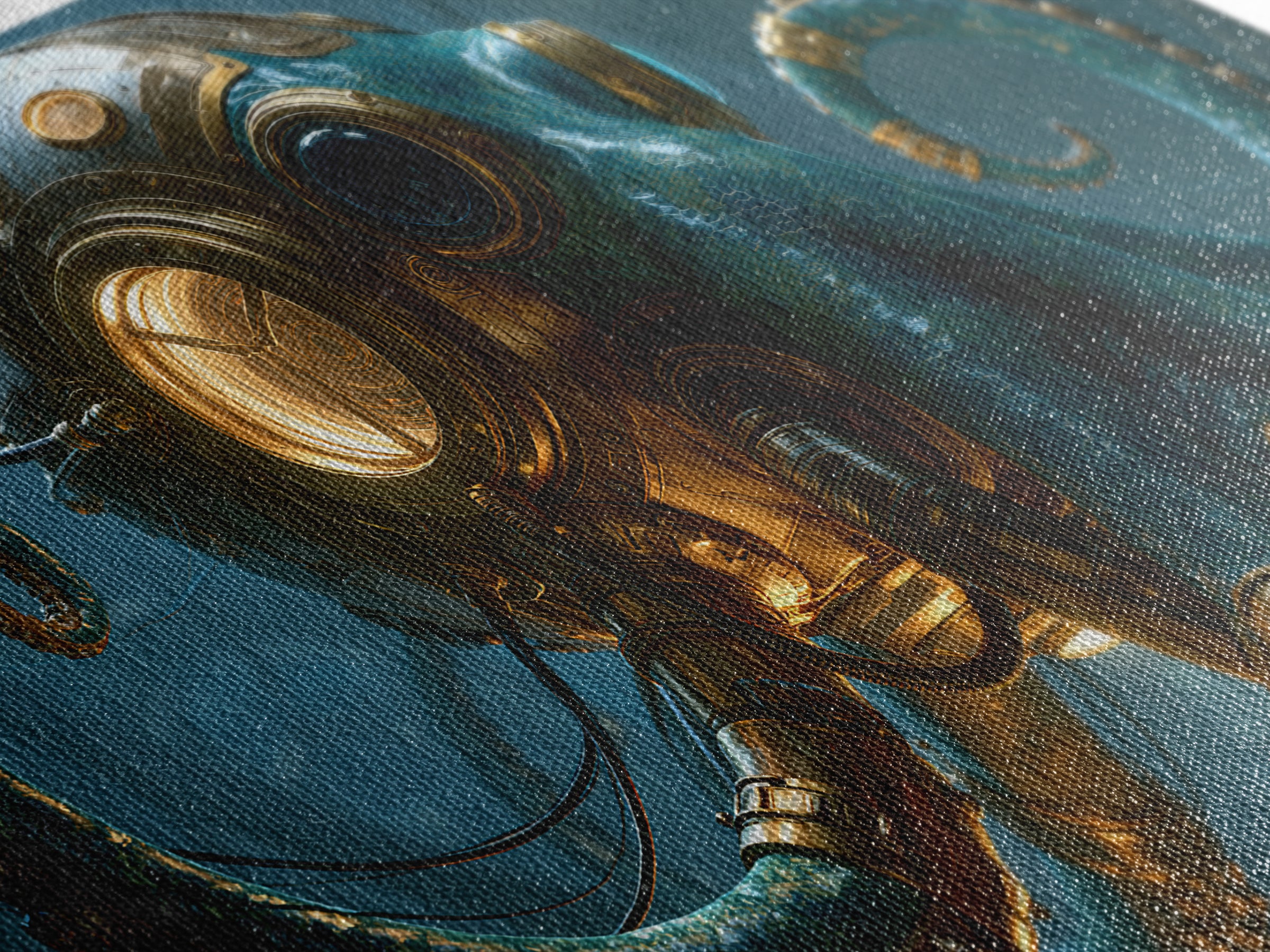 Steampunk Octopus with Brass Tentacles Canvas Print, Steampunk Art, Digital Print, Living Room Decor, Fine Art, Mechanic, STE-2x1-73