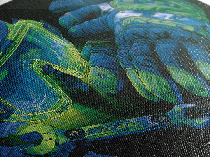 Goggles Gloves and Wrench Still Life Framed Canvas Print, Steampunk Art, Abstract Art, Living Room Decor, Fine Art, Mechanic, STE-2x1-91