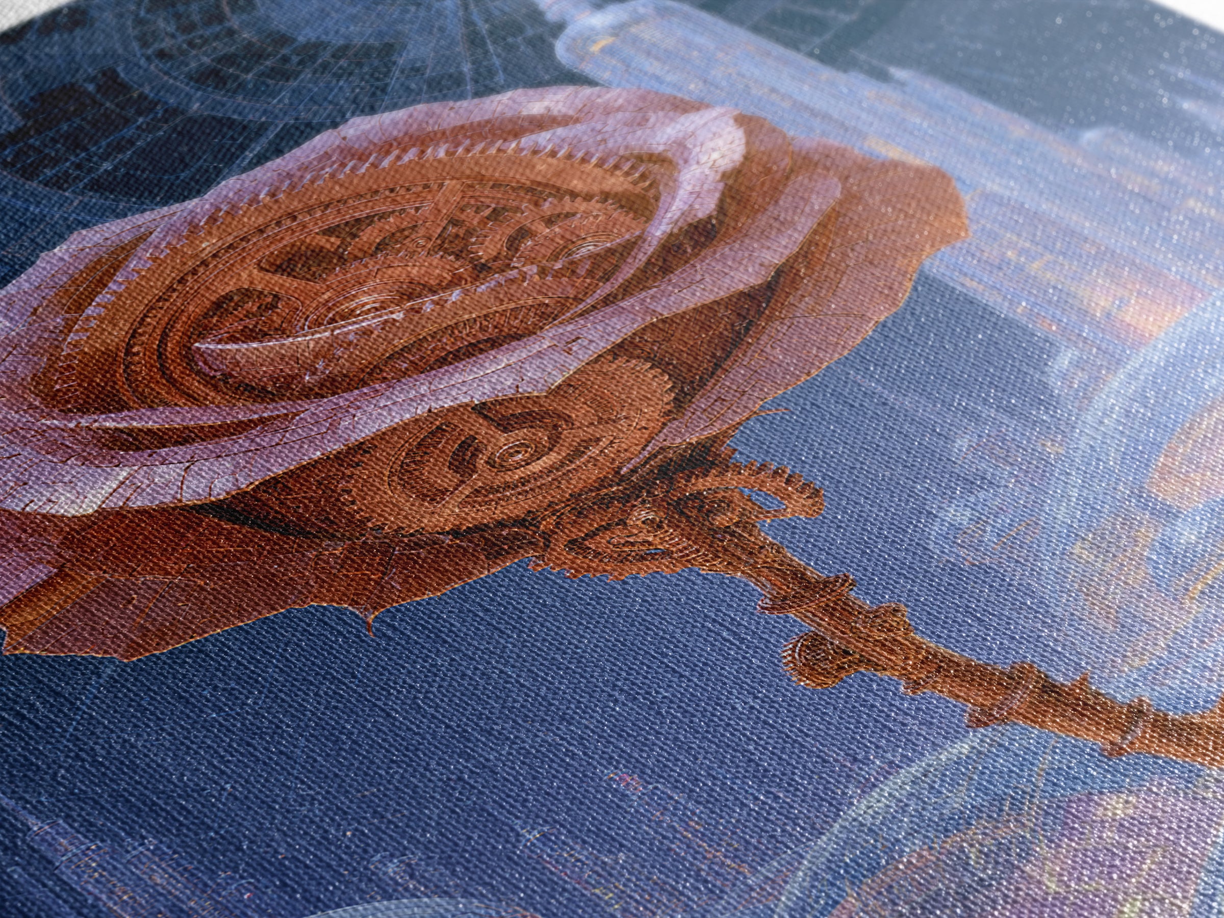 Mechanical Rose Made of Copper Gears Framed Canvas Print, Steampunk Art, Printable Art, Living Room Decor, Oil Painting, STE-2x3-59