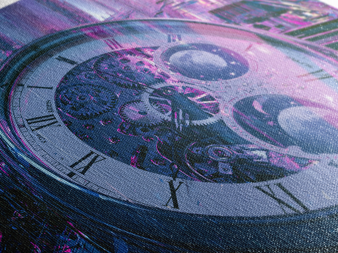 Gear Filled Pocket Watch Canvas Print, Steampunk Art, Textured Painting, Living Room Decor, Fine Art, Mechanic, Original Art, STE-3x1-96