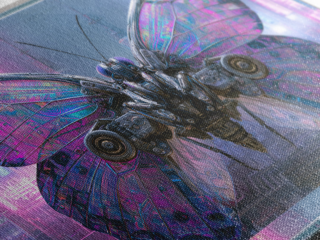 Mechanical Butterfly Specimen Framed Canvas Print, Steampunk Art, Digital Print, Living Room Decor, Fine Art, Mechanic, STE-3x2-18