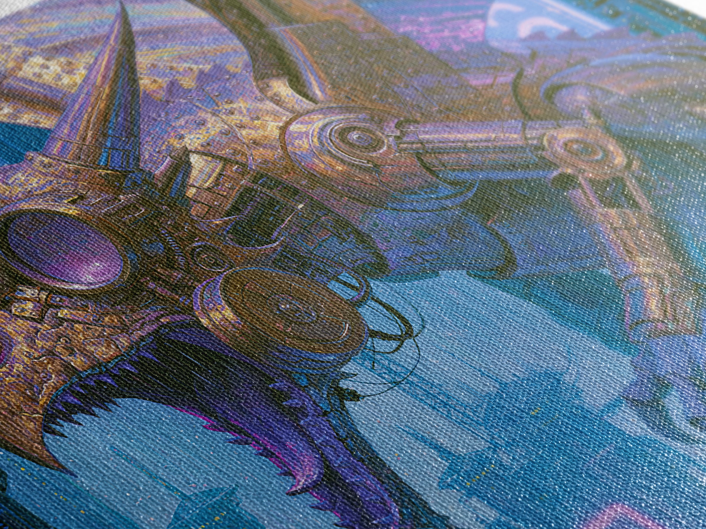 Copper Dragon with Riveted Wings Canvas Print, Steampunk Art, Wall Art Print, Living Room Decor, Mechanic, Gallery Decor, STE-3x2-62
