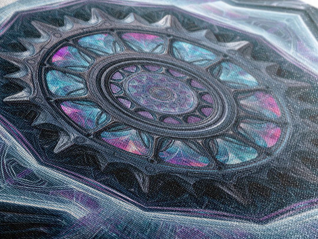 Cogwheel Mandala in Bronze and Teal Canvas Print, Steampunk Art, Minimalist Decor, Living Room Decor, Fine Art, Mechanic, STE-3x2-68
